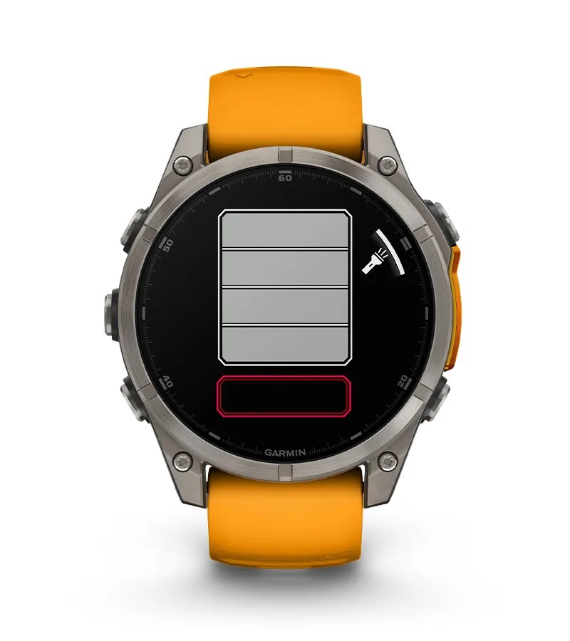 Умные часы Garmin Fenix 8, 47 мм, AMOLED, Sapphire Titanium with spark orange/graphite silicone band