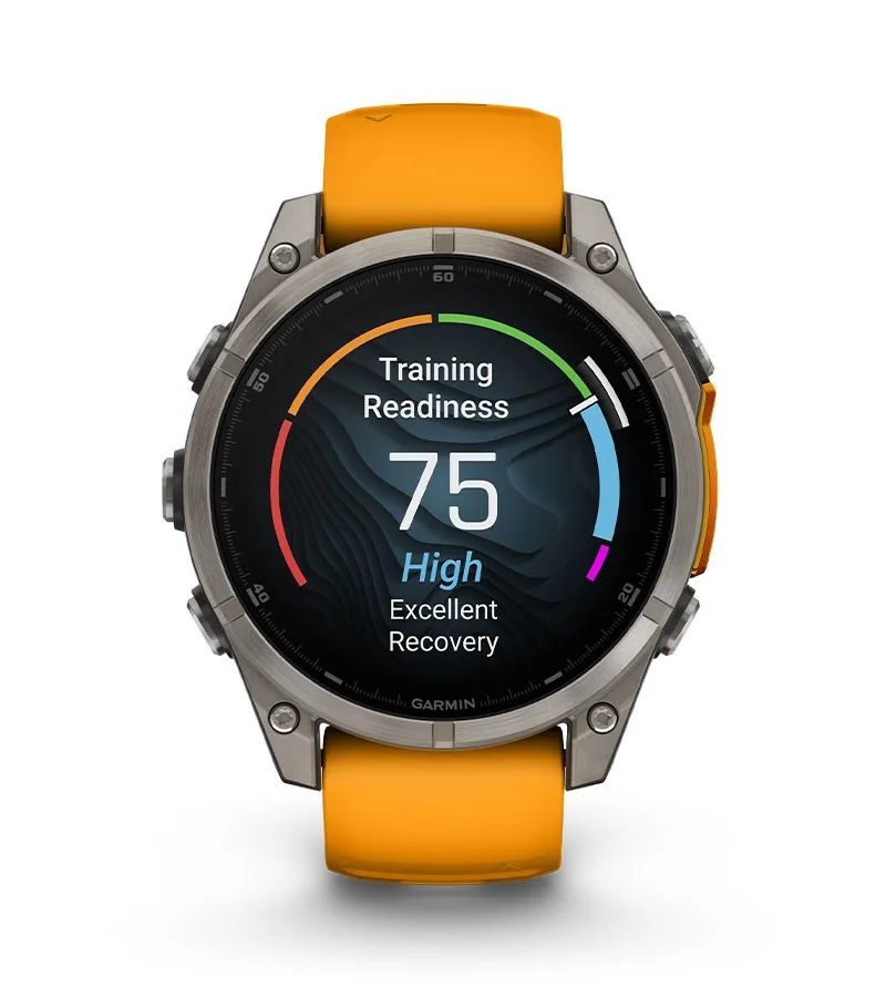 Умные часы Garmin Fenix 8, 47 мм, AMOLED, Sapphire Titanium with spark orange/graphite silicone band